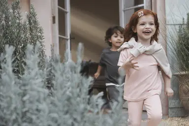 Kids running outside