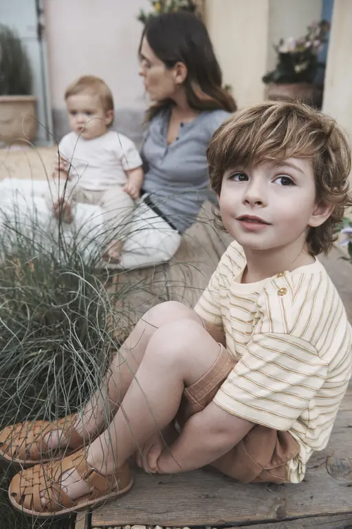 Family sitting outside