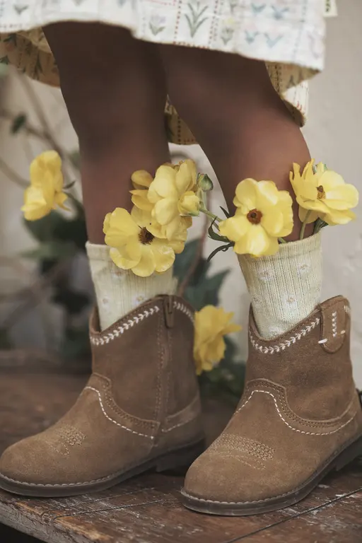 Socks in boots with flowers