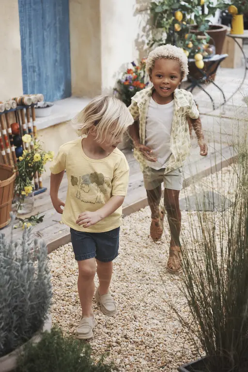 Boys running in stones