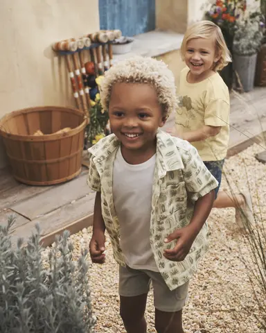 Kids smiling outside